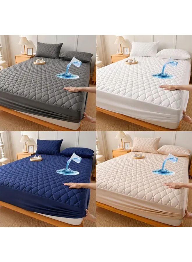 Navy Blue Waterproof Mattress Protector Soft Comfortable Breathable Fitted Sheet 53 94 X 74 8 Inches - Image 1